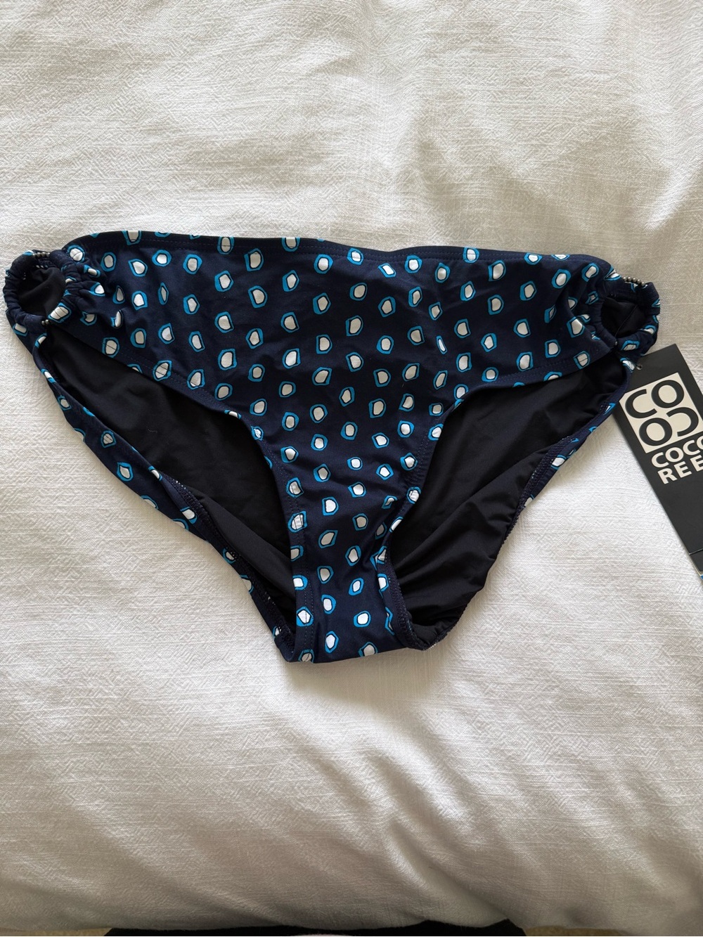 Coco Reef Navy Swim Bottoms High Tide Mix with side rings sz XL NWT